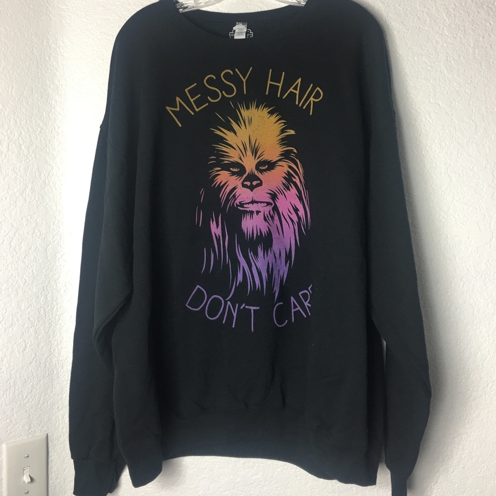 Star Wars Lucas Films Chewbacca Black Long Sleeve Sweatshirt Size Medium Men XL